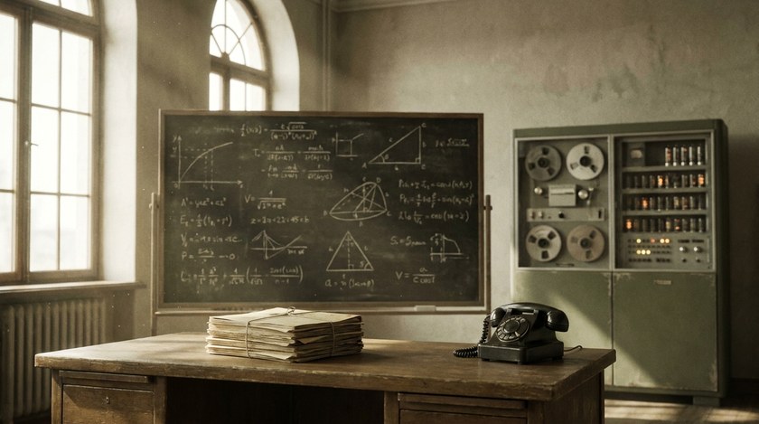 Salle de recherche des années 1950, berceau symbolique des origines de l'intelligence artificielle